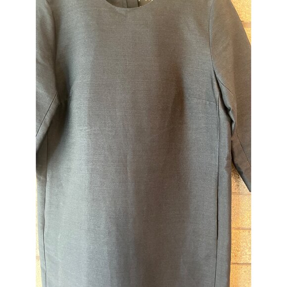 Lord & Taylor 424 Fifth Black Silk Sheath Dress 3/4 Sleeves Crew Neck Size 8 Mod - Picture 2 of 13